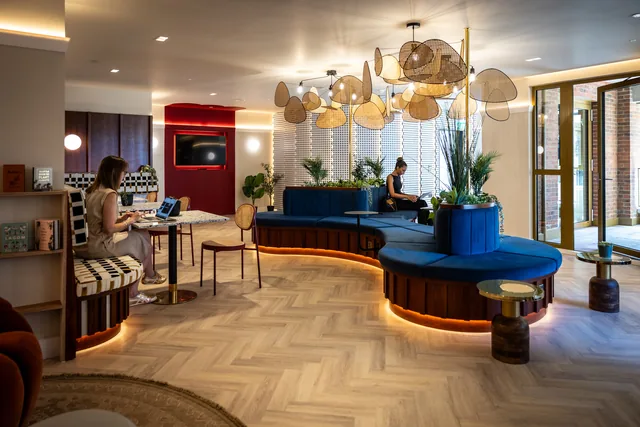 Bermondsey Heights residents’ lounge with curved seating