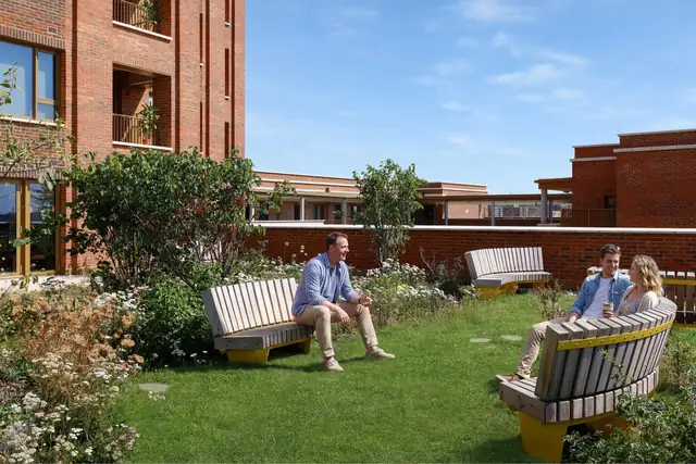 Computer-generated image of the Bermondsey Heights roof terrace garden