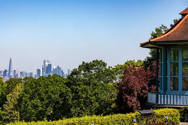 Park in Sydenham with the central London skyline in the distance