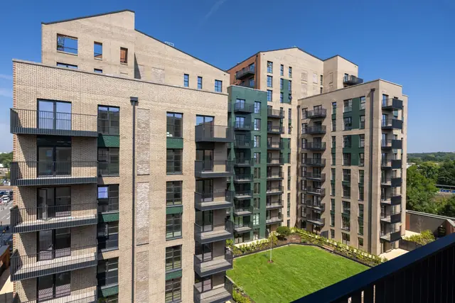 Sterling Place buildings around a courtyard lawn